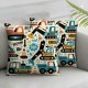 Ulloord Boys Blue Pillow Covers , Cute Yellow Pillow Cases Cushion Covers Construction Vehicle Square Cushion Cases for Bedroom