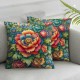 Ulloord Retro Orange Flower Pillow Cover Reversible Print Floral Square Throw Pillow Cover for Bed or Sofa Style Plants Decorative Cushion Cover