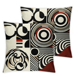 Ulloord Geometric Circle Cushion Cover Modern Abstract Geometry Throw Pillow Cover for Outdoors Chair Office Black White Yellow Patchwork Cushion Case for Bedroom Car Party Couch