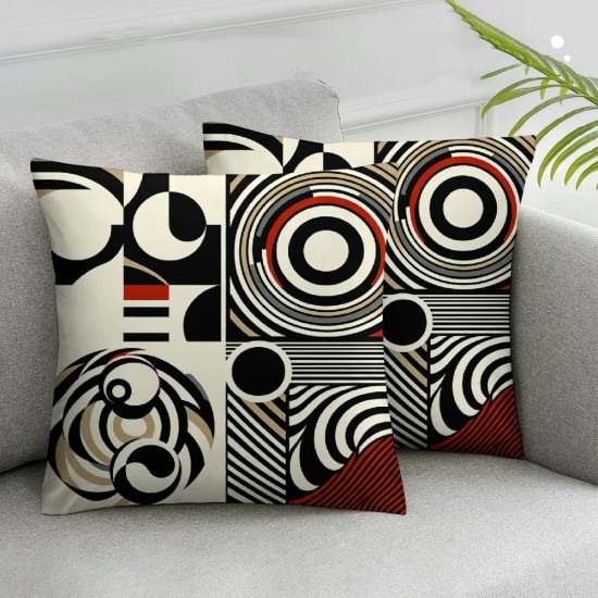 Ulloord Geometric Circle Cushion Cover Modern Abstract Geometry Throw Pillow Cover for Outdoors Chair Office Black White Yellow Patchwork Cushion Case for Bedroom Car Party Couch