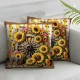 Ulloord Sunflower Pillow Cover Pillow Case for Bedroom Couch Office Rustic Country Style Floral Cushion Cover for Girls Kids Women