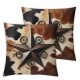 Ulloord Cow Skin Print Pillow Cover Wooden Board Farmhouse Style Decorative Pillow Cover Double Sides Print Retro Star Throw Pillow Cover for Living Room Couch,Single Pack