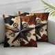 Ulloord Cow Skin Print Pillow Cover Wooden Board Farmhouse Style Decorative Pillow Cover Double Sides Print Retro Star Throw Pillow Cover for Living Room Couch,Single Pack