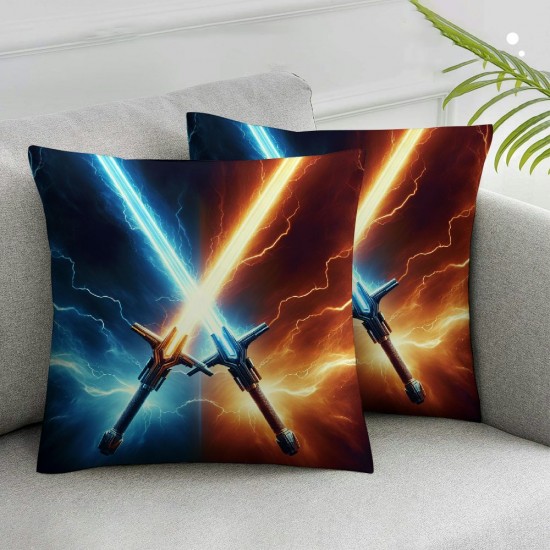 Ulloord Double Sides Print Pillow Cover, Pillowcase Soft Square Cushion Case,Neon Glowing Lightning Throw Pillow Cover for Decoration