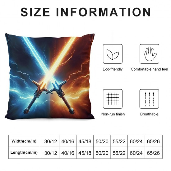 Ulloord Double Sides Print Pillow Cover, Pillowcase Soft Square Cushion Case,Neon Glowing Lightning Throw Pillow Cover for Decoration