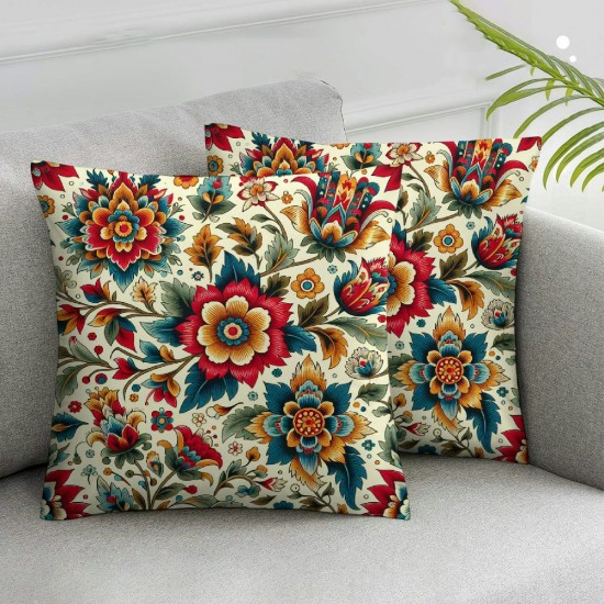 Ulloord Double Sides Pillow Cover, Style Throw Pillow Case Cover for Sofa Couch,Colorful Flowers Romantic Floral Cushion Cover Room Decor,