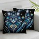 Ulloord Cat Pillow Cover Blue Cushion Cover for Kids Teens Adults Starry Galaxy Cute Animal Cushion Case for Living Room