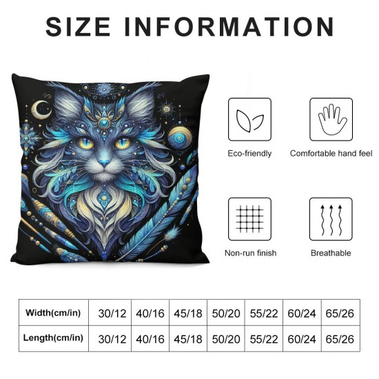 Ulloord Cat Pillow Cover Blue Cushion Cover for Kids Teens Adults Starry Galaxy Cute Animal Cushion Case for Living Room