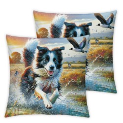 Ulloord Cartoon Dog Duck Throw Pillow Cover " House Pet Soft Square Cushion Case Splash of Water Pillowcase for Bedroom Decor Reed Plant Sunny Sky Pillowcase,Single Pack