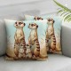 Ulloord Cute Meerkats Throw Pillow Covers  Kids Cartoon Animals Cushion Covers for Couch Sofa African Tropical Wildlife Decorative Pillowcases Blue White Grid Outdoor Pillows Covers