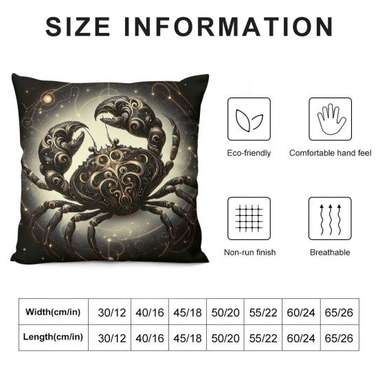 Pillow Cover for Living Room Couch Decor Boho Starry Galaxy Square Soft Throw Pillow Cover Twelve Constellations Symbol Decorative Cushion Cover,Single Pack