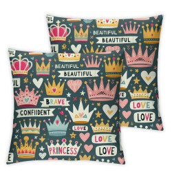 Ulloord Pillow Covers for Couch Sofa Bed, Kids Room Decor Pillow Cases Cushion Covers,Pink Letters Print Square Cushion Cases for Bedroom