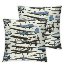 Ulloord Pillow Cover Airplane Throw Pillow Cover Case,Blue Helicopter Print Square Cushion Cover Set for Boys Bedroom Living Room