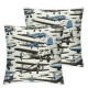 Ulloord Pillow Cover Airplane Throw Pillow Cover Case,Blue Helicopter Print Square Cushion Cover Set for Boys Bedroom Living Room