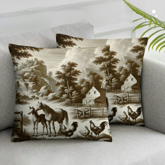 Ulloord Pillow Cover, Horse Double Sides Print Throw Pillow Case Cover, Animals Cushion Cover for Sofa Couch