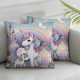 Theme Pillow Cover Girls Room Decor,Dreamy Camper Cushion Cover for Couch Sofa Bed,Pink Galaxy Starry Sky Pillowcase Outdoor Pillow Cover for Kids Adults