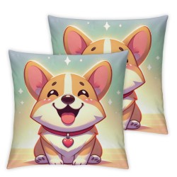 Ulloord Kawaii Corgi Throw Pillow Cover,Watercolor Cartoon Dog Cute Farmhouse Puppy Cushion Cover  for Camper Office,Colorful Rainbow Cloud Starry Sky Pillowcase Outdoor Pillow Cover Single Pack