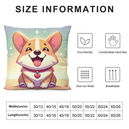 Ulloord Kawaii Corgi Throw Pillow Cover,Watercolor Cartoon Dog Cute Farmhouse Puppy Cushion Cover  for Camper Office,Colorful Rainbow Cloud Starry Sky Pillowcase Outdoor Pillow Cover Single Pack