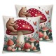 Mushroom Throw Pillow Covers Colorful Butterfly Watercolor Plants Pillow Cases for Kids Boys Girls Cute Cartoon Rustic Style Cushion Covers for Bed RV