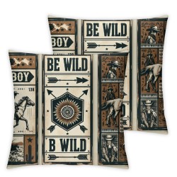 Western Adventure Pillow Covers Retro Farmhouse Horse Reversible Throw Pillow Covers Cases,Outdoor Camping Tropical Cactus Square Cushion Covers Set for Living Room