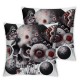 Ulloord Red Mushroom Skull Pillow Cover, Black White Reversible Print Cushion Cover, Bright Starry Moon Couch Pillow Cover for Bed or Sofa