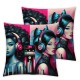 Ulloord Lovely Girls Pillow Cover for Couch Sofa Bed Pink Black Splice Pillow Cover American Earphone Pillowcase Cushion Case Modern Outdoor Pillow Cover