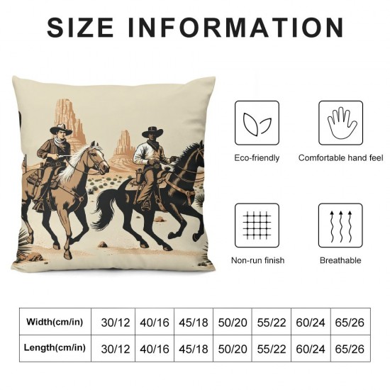 Ulloord Western Cowboy Throw Pillow Cover Desert Cactus Plant Pillow Cases Retro Rustic Farmhouse Cushion Cover Animal Horse Dark Green Pillow Cover for Couch Sofa Bed