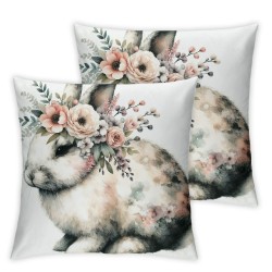 Ulloord Hunny Pink Throw Pillow Covers, Easter Eggs Spring Cushion Case for Sofa Couch