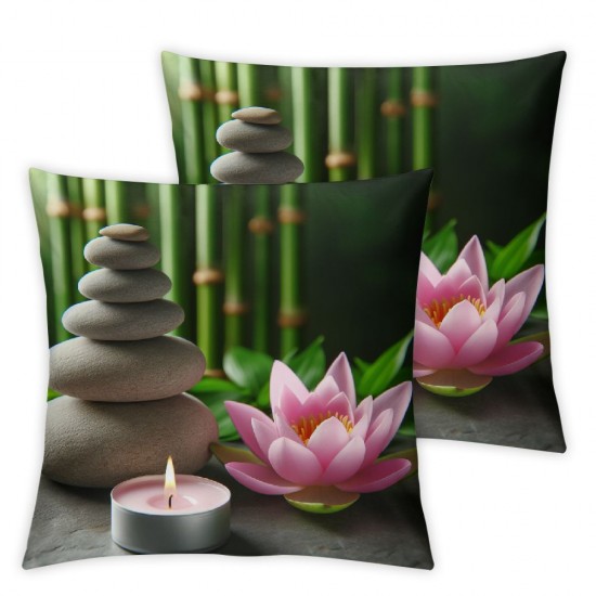 Pillow Covers,Outdoor Bamboo Throw Cushion Covers for Couch Sofa Bed,Quiet Contemplation Cultivation Room Decor Cushion Cases for Kids Adults