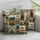 Ulloord Boho Style Cushion Case Pillow Cover for Living Room Geometry Patchwork Plaid Grid Decorative Square Pillow Case for Home Bed Sofa Couch,