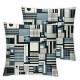 Ulloord Teal Blue Black Plaid Throw Pillow Covers Abstract Watercolor Modern Buffalo Grid Pillow Cases for Teens Adults Geometric Stripes Plaid Simple Style Cushion Covers for Bed RV