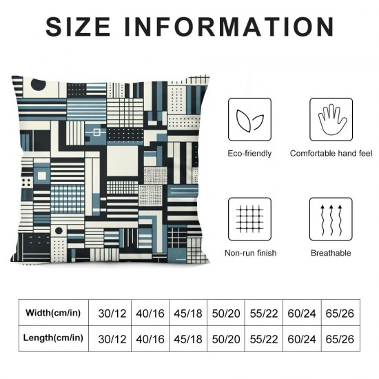 Ulloord Teal Blue Black Plaid Throw Pillow Covers Abstract Watercolor Modern Buffalo Grid Pillow Cases for Teens Adults Geometric Stripes Plaid Simple Style Cushion Covers for Bed RV