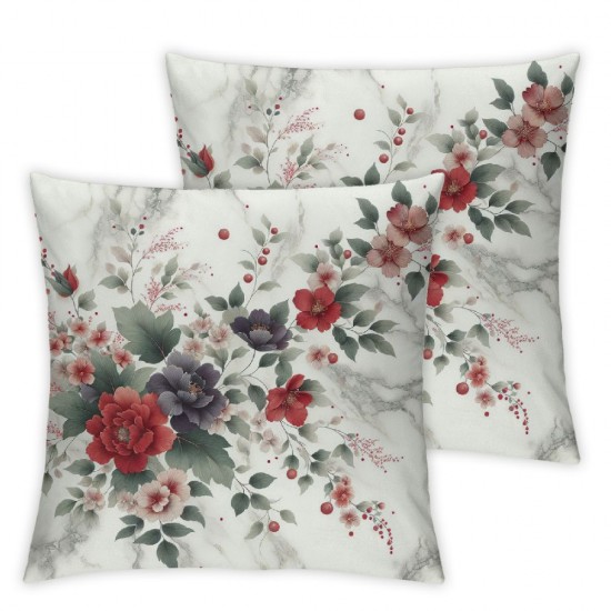 Ulloord Watercolor Flowers Pillow Covers for Couch Sofa,Retro Farmhouse Style Garden Floral Pillow Cases Cushion Covers  for Kids Adults,Luxury Rose Gold Sequin Print Square Cushion Cases