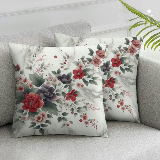 Ulloord Watercolor Flowers Pillow Covers for Couch Sofa,Retro Farmhouse Style Garden Floral Pillow Cases Cushion Covers  for Kids Adults,Luxury Rose Gold Sequin Print Square Cushion Cases