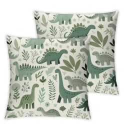 Ulloord Cartoon Dinosaur Pillow Covers for Couch Sofa Bed,Kids Watercoloor Footprints Pillow Cases Cushion Covers,Wild Animal Plant Square Cushion Cases Set for Bedroom Living Room