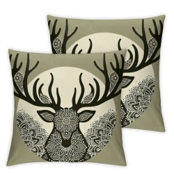 Ulloord Deer Head Romantic Hidden Zipper Home Sofa Decorative Throw Pillow Cover Cushion Case Square Design Printed Pillowcase