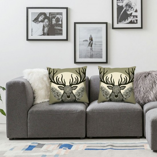 Ulloord Deer Head Romantic Hidden Zipper Home Sofa Decorative Throw Pillow Cover Cushion Case Square Design Printed Pillowcase