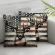 Ulloord American Flag Reversible Print Pillow Cover,Deer Antlers Brown uflage Pillowcase Soft Square Cushion Case, Branches Leaves Stars Throw Pillow Cover Single Pack