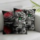 Ulloord Pillow Case Cover Single Pack,African Wildlife Animal Soft Square Pillow Cover,Red Rose Flowers Decorative Throw Couch Sofa Pillow Cover,Double Sides Print