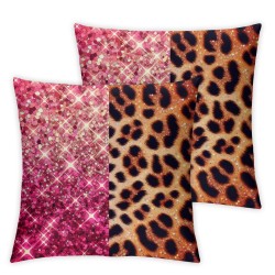 Ulloord  Pink Sequin Print Pillow Cover  Single Pack,Retro Leopard Print Farm Decor Cushion Cover for Car RV Camper Office,Wild Animal Cheetah Skin Pillowcase Outdoor Pillow Cover for Kids