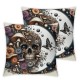 Ulloord Skull Pillow Cover Style Cushion Case for Office Bedroom Flower Plant Square Pillow Case for Sofa Couch Reversible Print