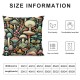 Ulloord Mushroom Pillow Cover Reversible Print Red Strawberry Mushrooms Square Throw Pillow Cover for Bed or Sofa Decor Wild Plants Palm Leaves Decorative Cushion Cover