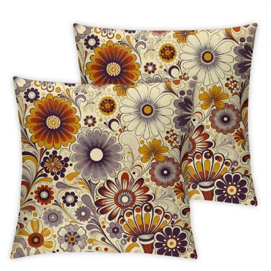 Ulloord Colorful Flowers Pillow Cover Garden Palnts Orange Yellow Floral Square Throw Pillow Cover for Bedroom Decor Decorative Reversible Print Cushion Cover