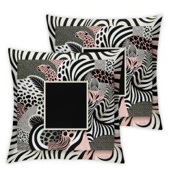 Ulloord Leopard Print Pink Pillow Cover Black White Decorative Square Cushion Cover Geometric Simple Style Cushion Case for Party Housewarming Office RV,