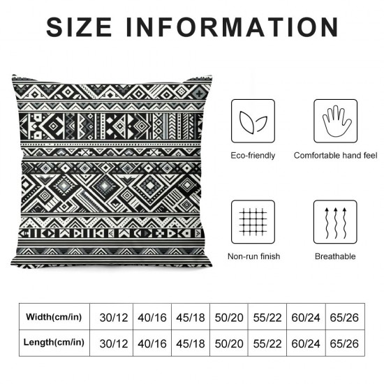 Ulloord Black and White Aztec Tribal Romantic Hidden Zipper Home Sofa Decorative Throw Pillow Cover Cushion Case  Square Design Printed Pillowcase