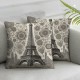 Ulloord Romantic Black Floral Paris Eiffel Tower Hidden Zipper Home Sofa Decorative Throw Pillow Cover Cushion Case Square Design Printed Pillowcase