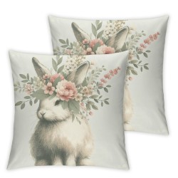 Ulloord Hunny Pink Throw Pillow Covers, Easter Eggs Spring Cushion Case for Sofa Couch