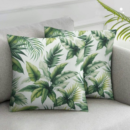 Ulloord Throw Pillow Cover Banana Leaves Fashion Fresh Nature Green Square Pillow Case Cushion Cover for Home Car Decorative