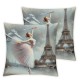 Ulloord  Ballerina Throw Pillow Cover Eiffel Tower Dancer Paris Eiffel Tower Beautiful Girl Posing Square Pillow Case Cushion Cover for Home Car Decorative