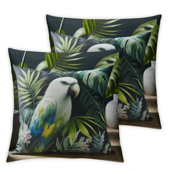 Ulloord Throw Pillow Cover Floral Palm Leaves Bird Paradise Flower Nature Square Pillow Case Cushion Cover for Home Car Decorative